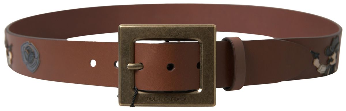 Dolce & Gabbana Braunes Leder #DGFAMLY Gürtel mit quadratischer Schnalle