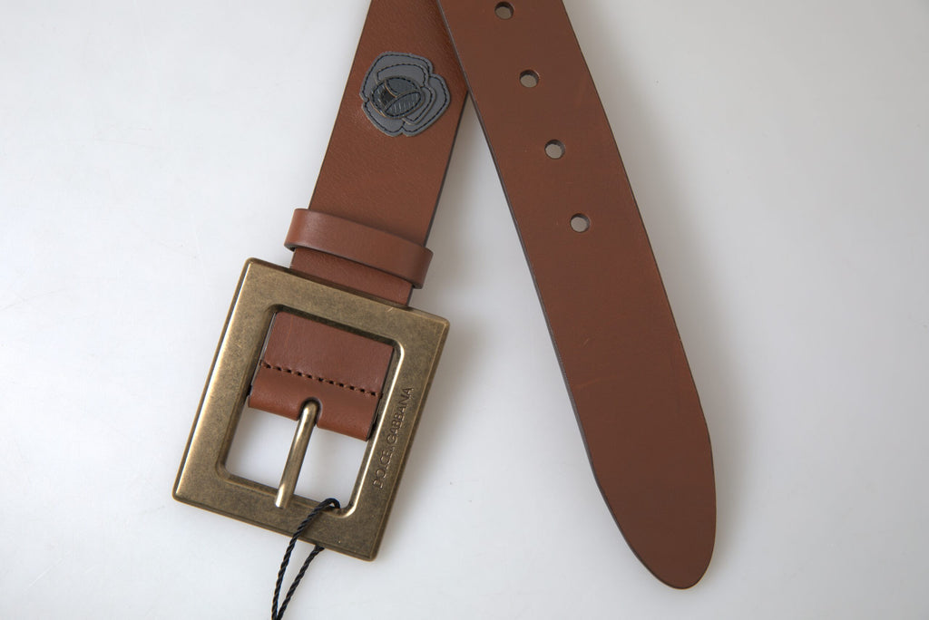 Dolce & Gabbana Braunes Leder #DGFAMLY Gürtel mit quadratischer Schnalle