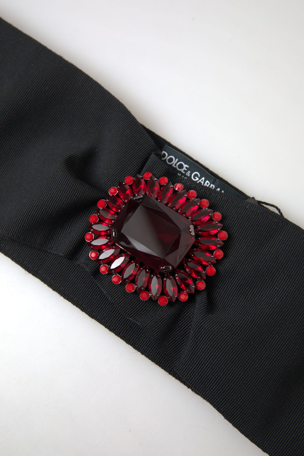 Dolce & Gabbana Schwarzer Kristall-Messing-Gürtel mit breiter Taille für die Startbahn