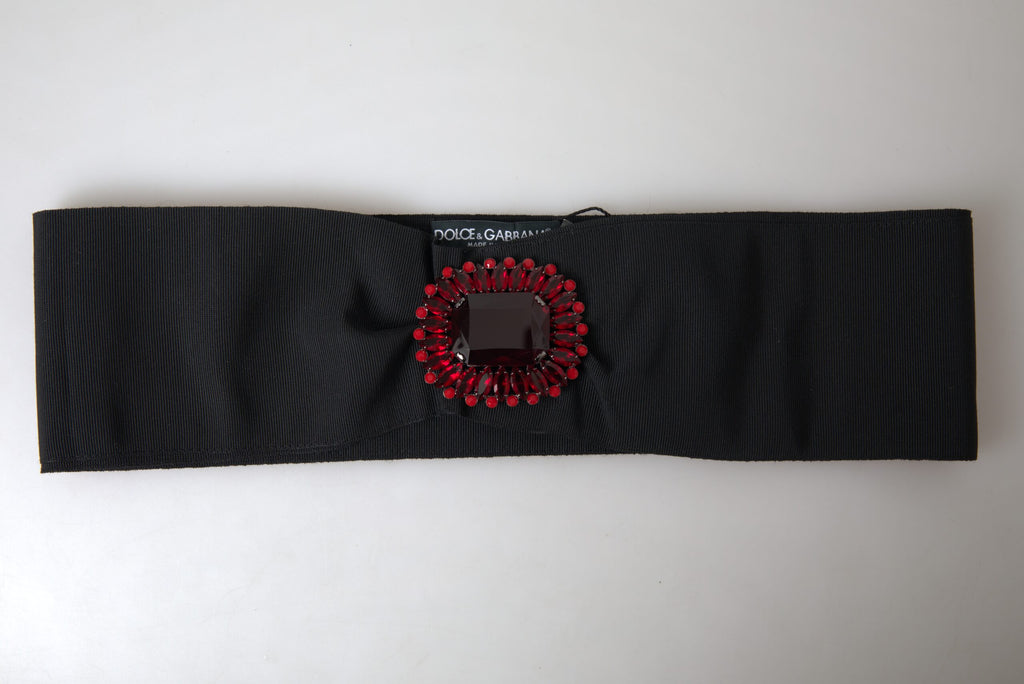 Dolce & Gabbana Schwarzer Kristall-Messing-Gürtel mit breiter Taille für die Startbahn
