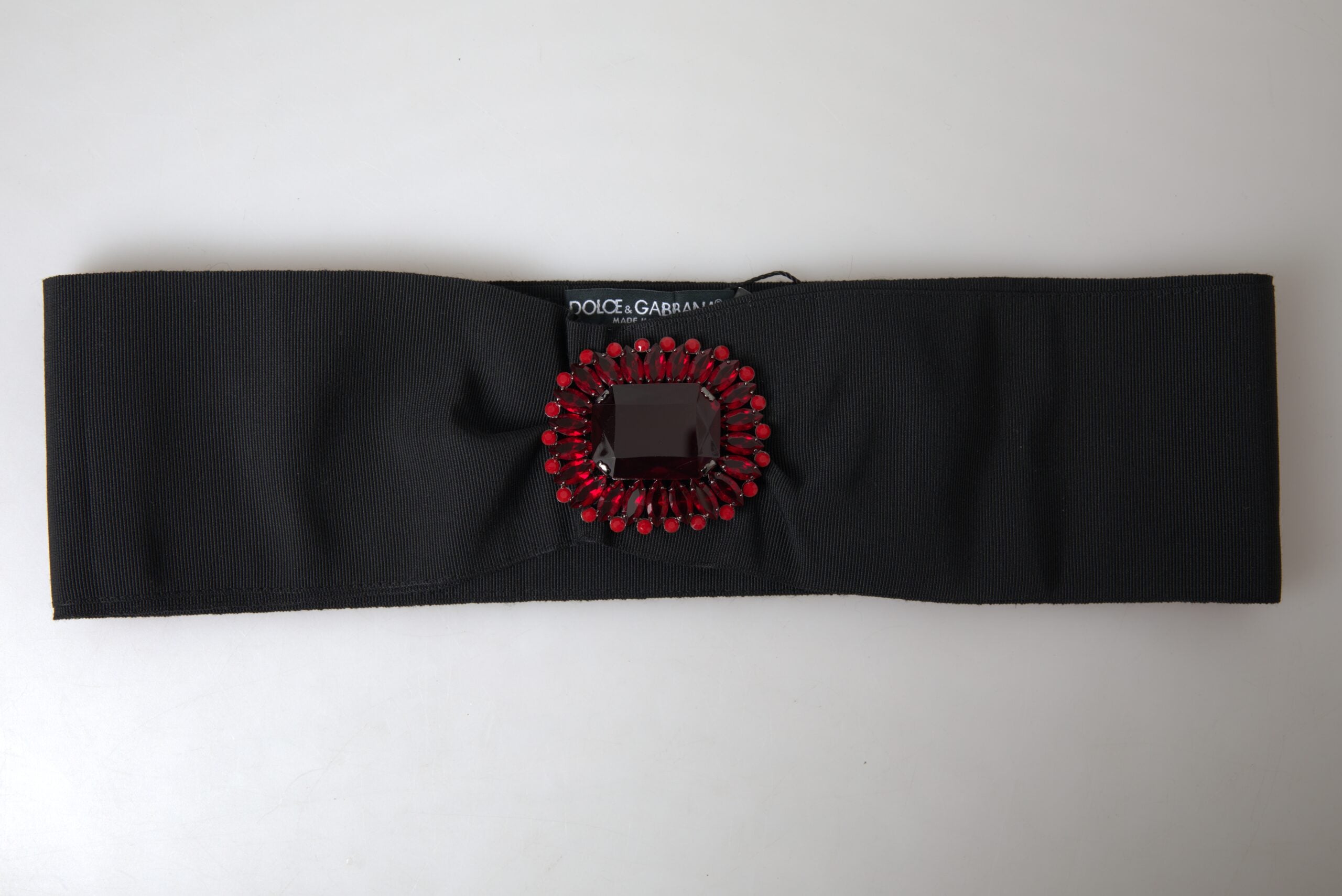 Dolce & Gabbana Schwarzer Kristall-Messing-Gürtel mit breiter Taille für die Startbahn