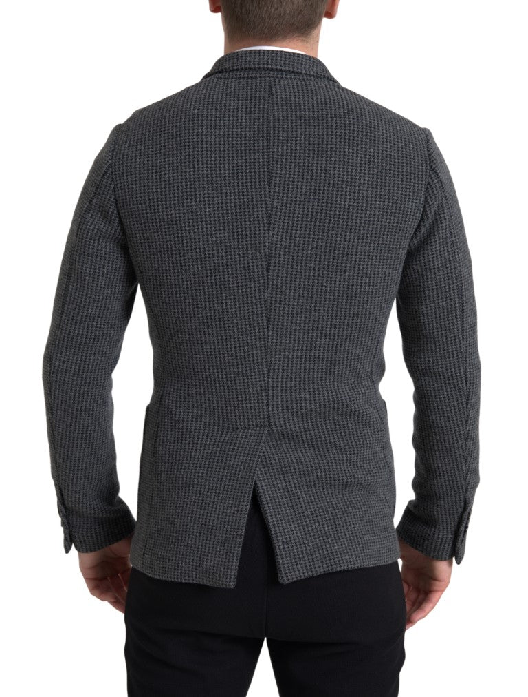 Dolce & Gabbana Grauer doppelreihiger Blazer mit Logostickerei