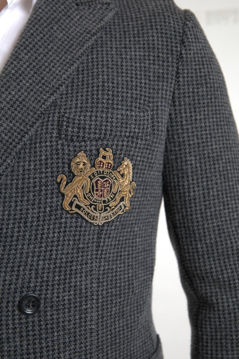 Dolce & Gabbana Grauer doppelreihiger Blazer mit Logostickerei