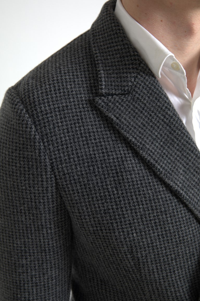 Dolce & Gabbana Grauer doppelreihiger Blazer mit Logostickerei