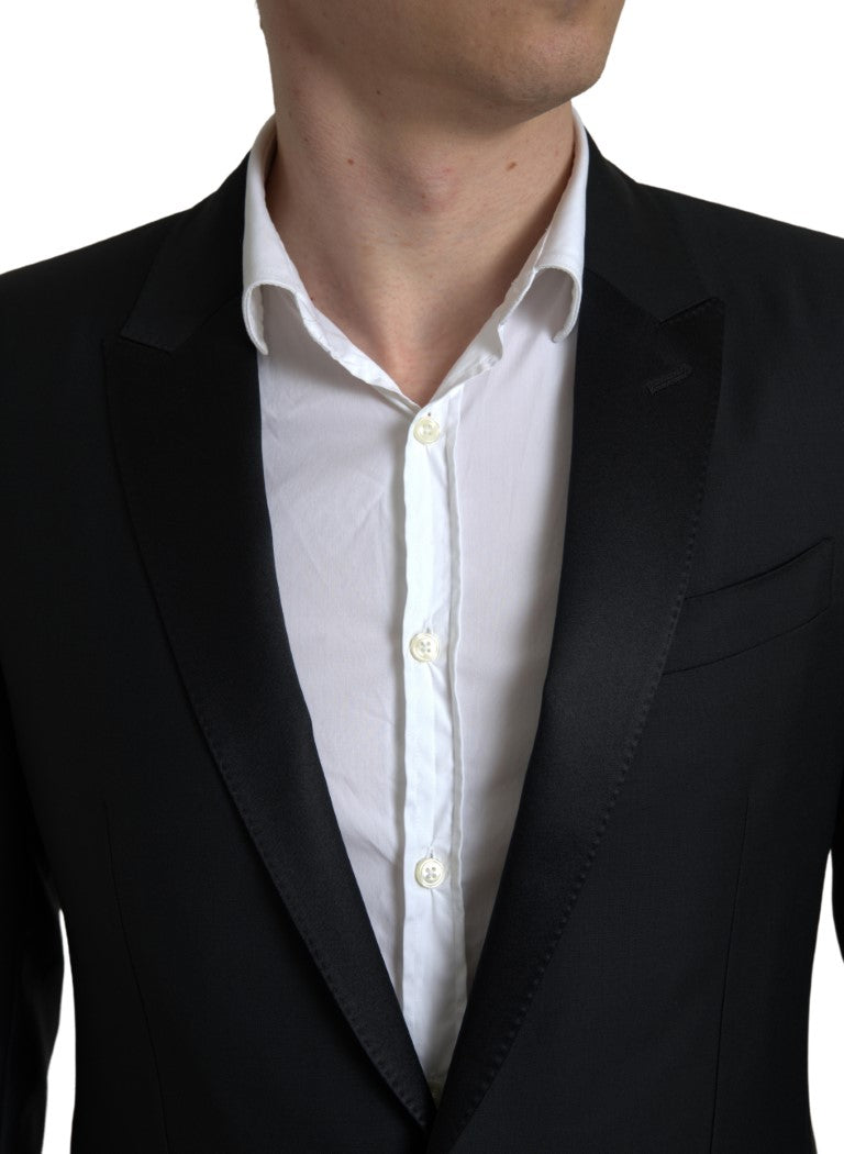 Dolce & Gabbana Schwarzer einreihiger MARTINI Blazer aus Wolle