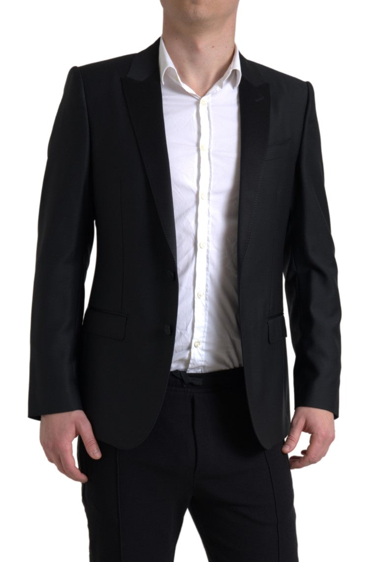 Dolce & Gabbana Schwarzer einreihiger MARTINI Blazer aus Wolle
