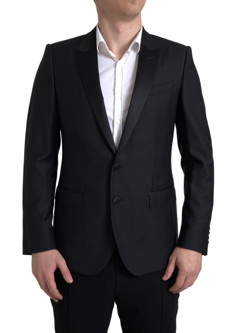 Dolce & Gabbana Schwarzer einreihiger MARTINI Blazer aus Wolle
