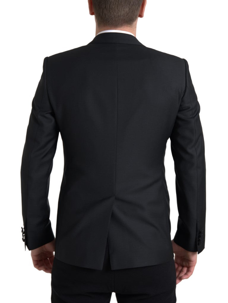 Dolce & Gabbana Schwarzer einreihiger MARTINI Blazer aus Wolle
