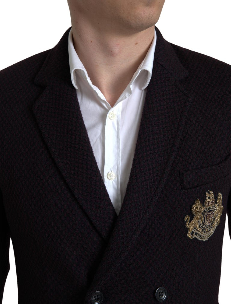 Dolce & Gabbana Lila Logo-Stickerei Zweireihiger Blazer