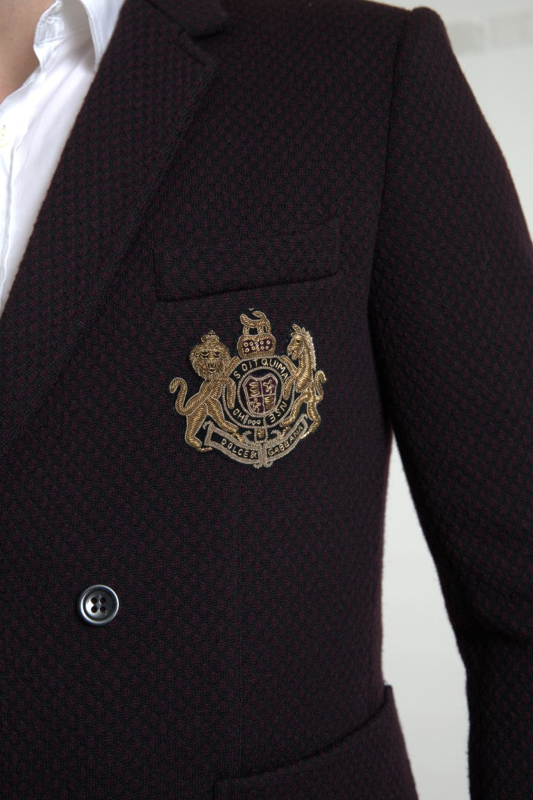Dolce & Gabbana Lila Logo-Stickerei Zweireihiger Blazer