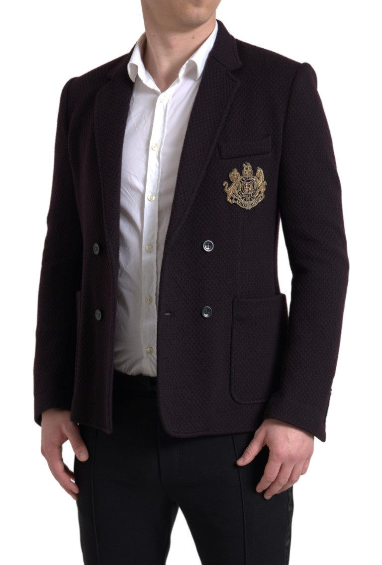 Dolce & Gabbana Lila Logo-Stickerei Zweireihiger Blazer