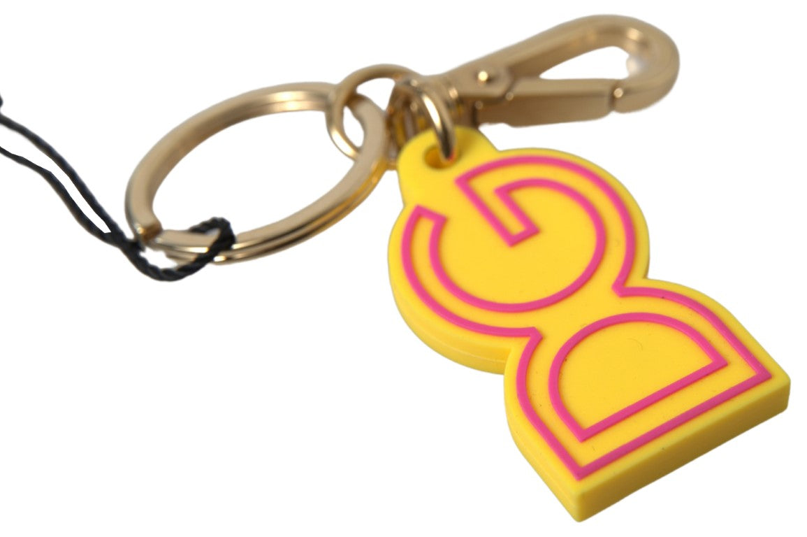 Dolce & Gabbana Gelber Gummi DG Logo Gold Messing Metall Schlüsselanhänger Schlüsselanhänger
