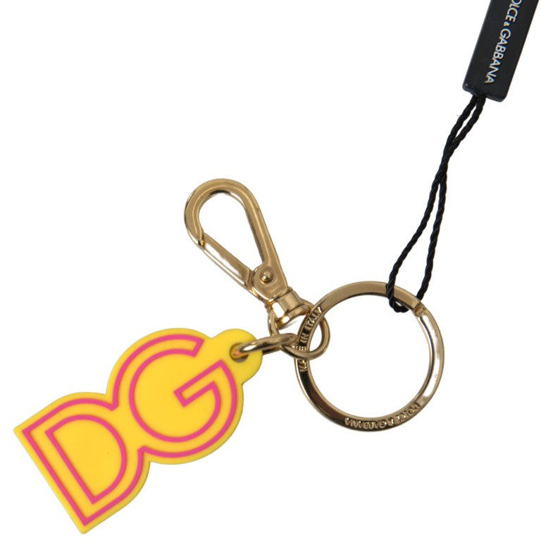 Dolce & Gabbana Gelber Gummi DG Logo Gold Messing Metall Schlüsselanhänger Schlüsselanhänger