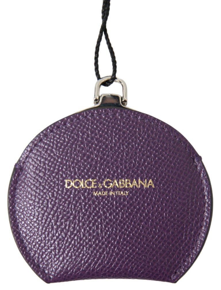 Dolce & Gabbana Lila Kalbsleder Runde Handspiegelhalterung