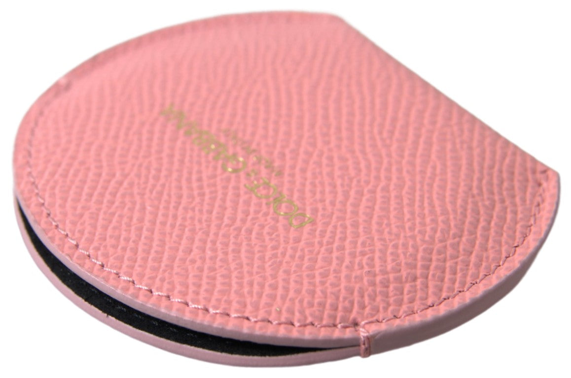 Dolce & Gabbana Runder Spiegelhalter aus rosa Kalbsleder