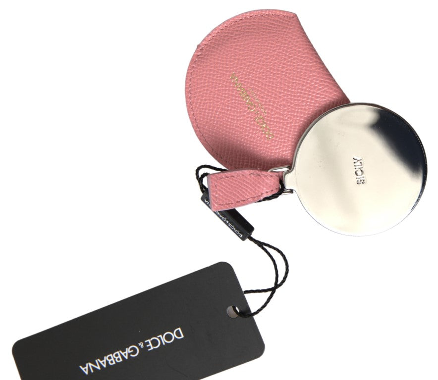 Dolce & Gabbana Runder Spiegelhalter aus rosa Kalbsleder