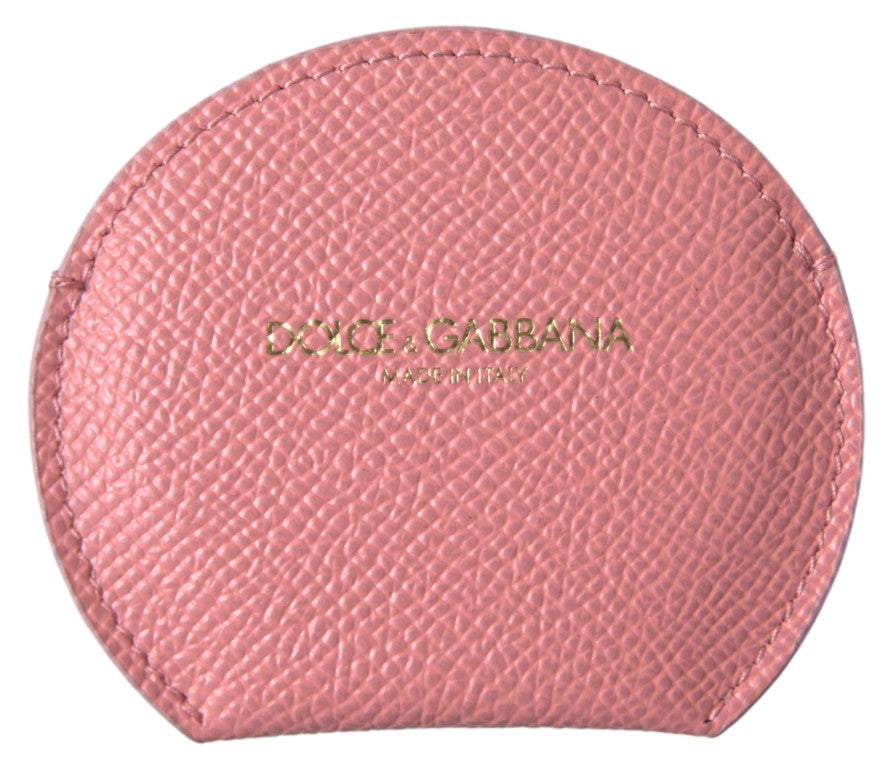 Dolce & Gabbana Runder Spiegelhalter aus rosa Kalbsleder