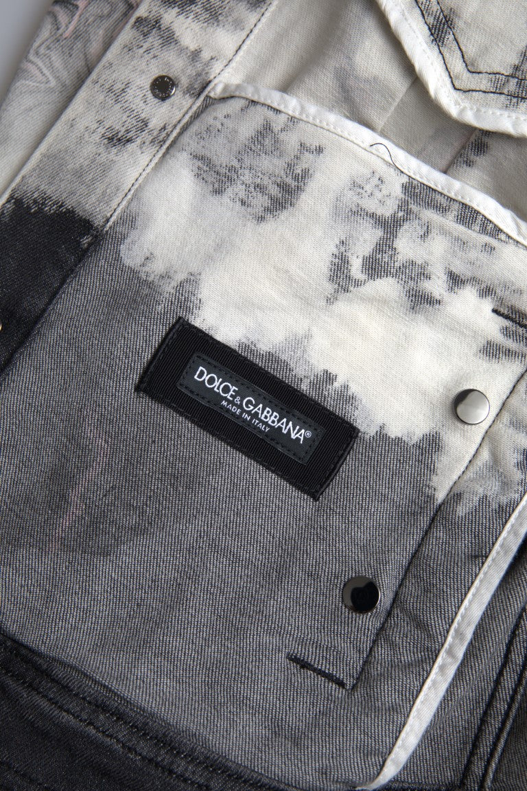 Dolce & Gabbana Mehrfarbige Denimjacke mit Kragen aus Baumwolle