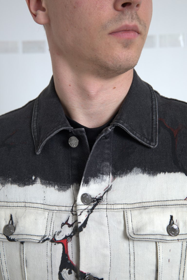 Dolce & Gabbana Mehrfarbige Denimjacke mit Kragen aus Baumwolle