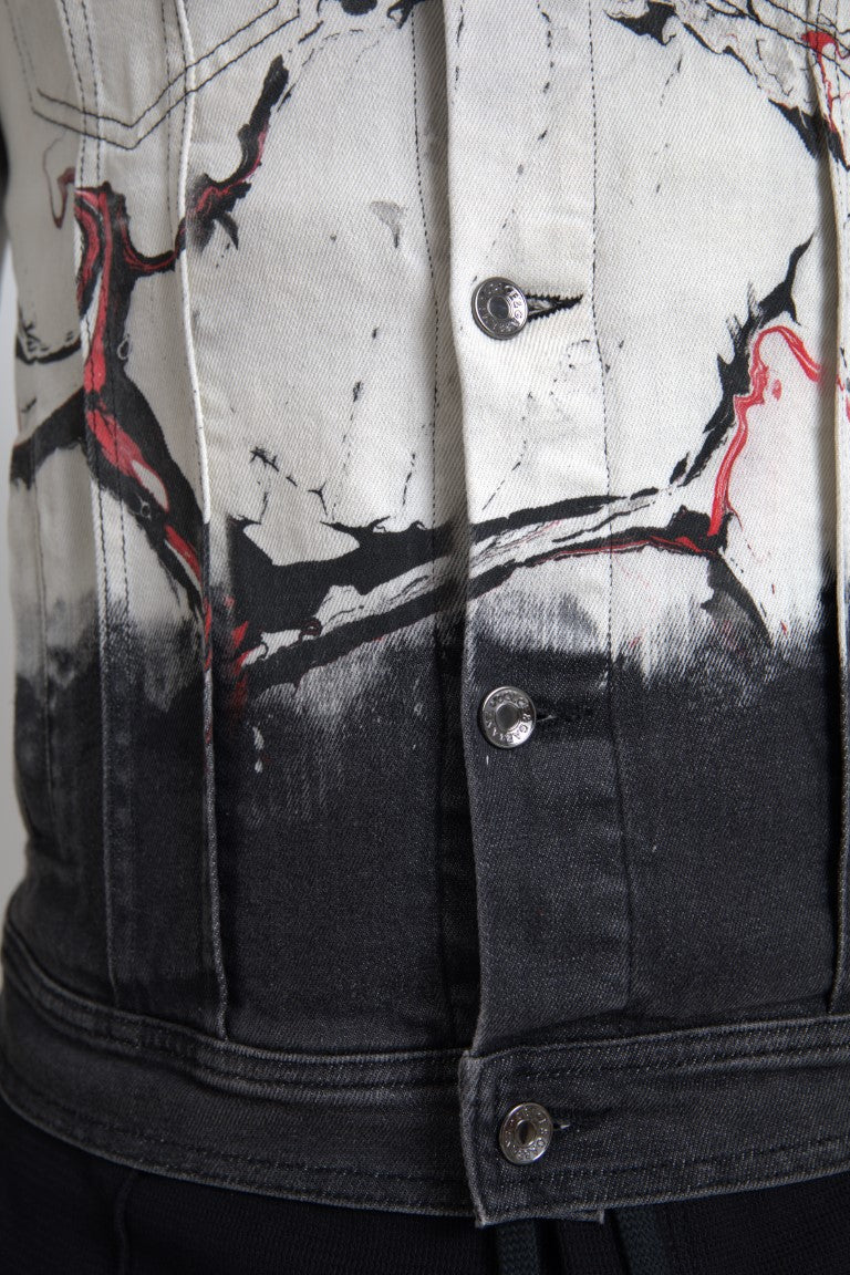 Dolce & Gabbana Mehrfarbige Denimjacke mit Kragen aus Baumwolle