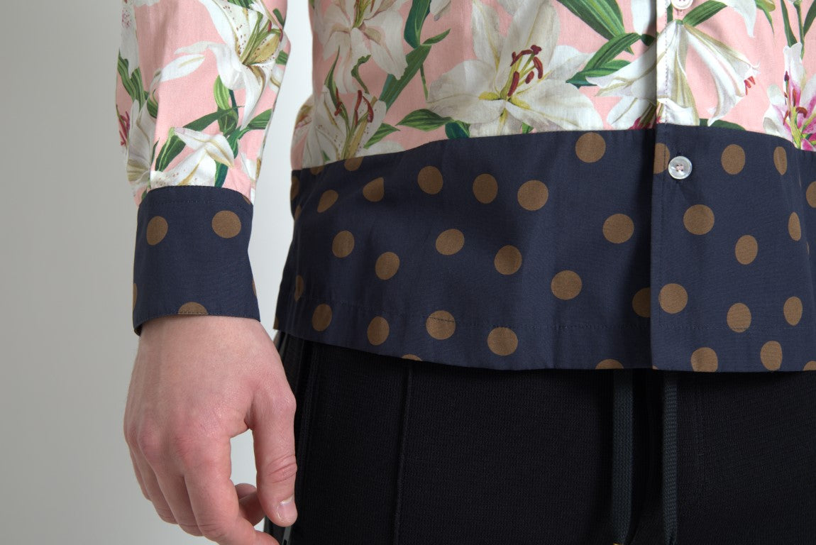 Dolce & Gabbana Baumwoll-Polka Dot Lily Print Hemd mit Kragen