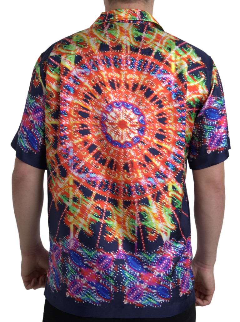 Dolce & Gabbana Multicolor Luminarie Print Herren Hemd Seide