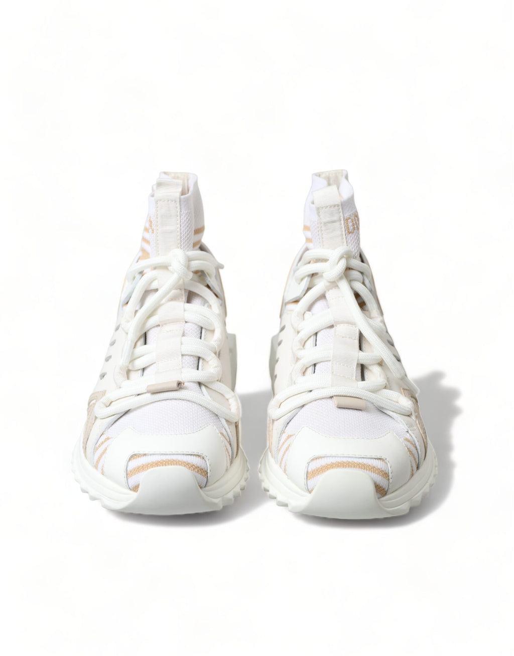 Dolce & Gabbana Weiße Beige Sorrento Socken-Sneaker