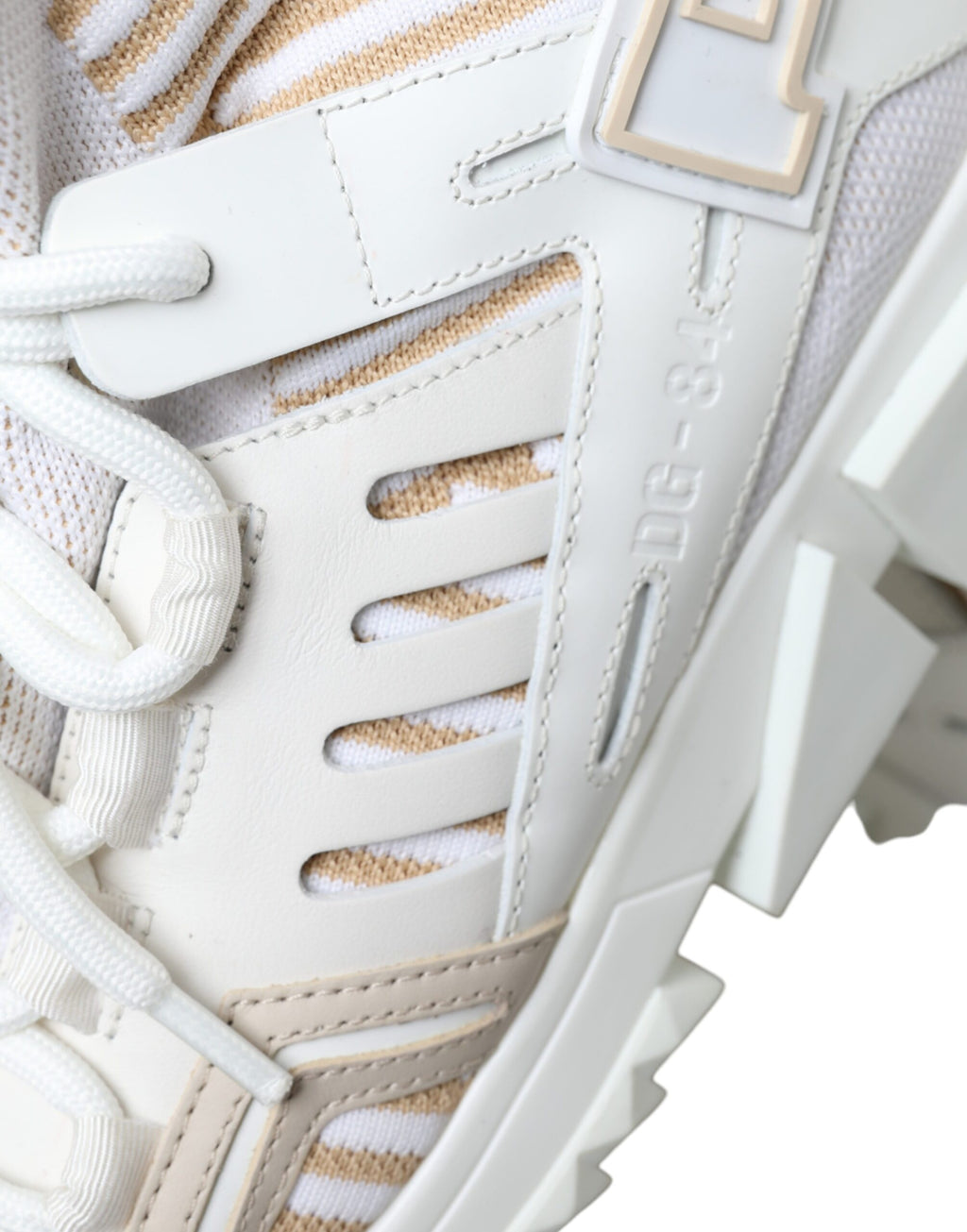 Dolce & Gabbana Weiße Beige Sorrento Socken-Sneaker
