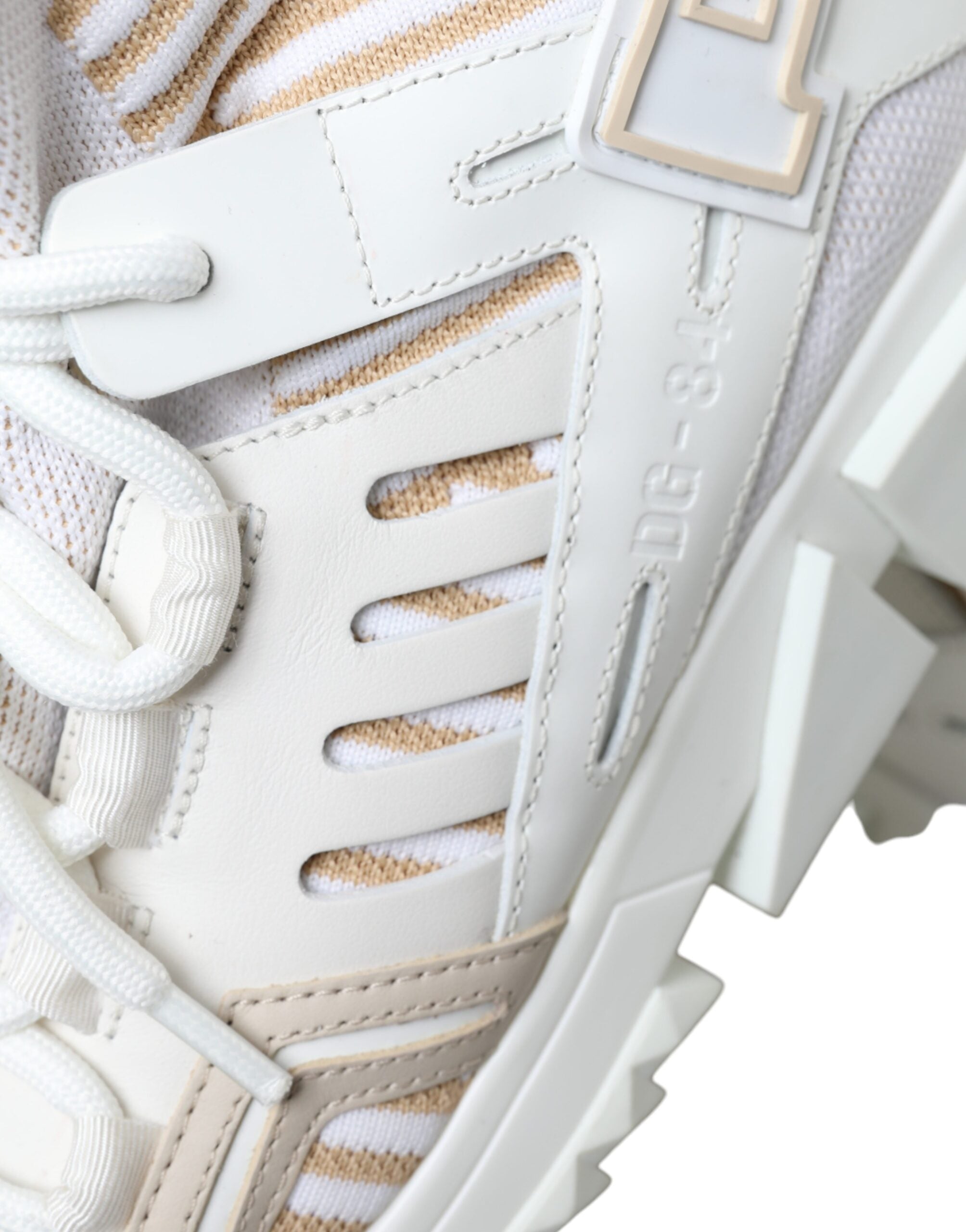 Dolce & Gabbana Weiße Beige Sorrento Socken-Sneaker