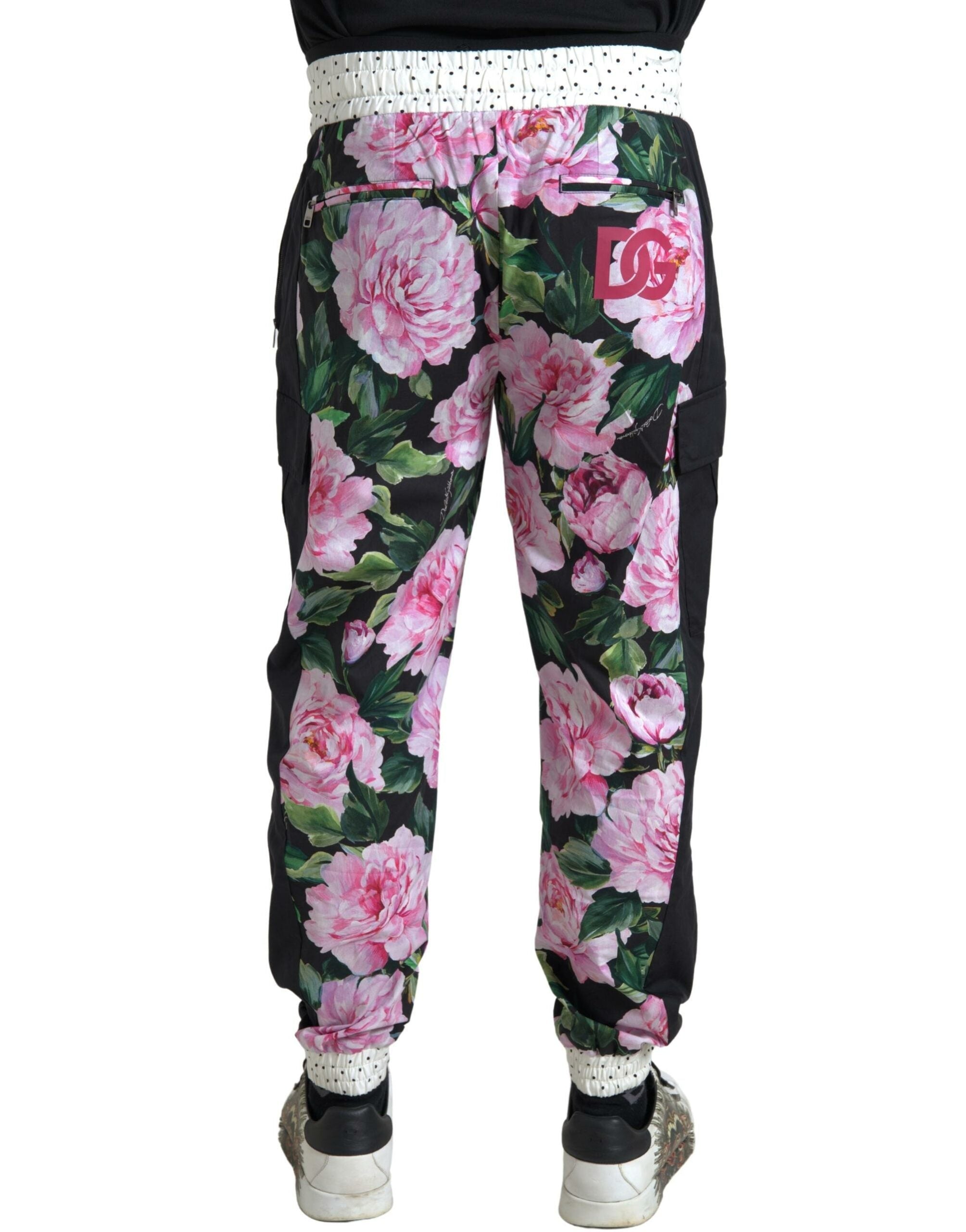 Dolce & Gabbana Multicolor Pfingstrose Jogger Baumwolle Männer Hosen