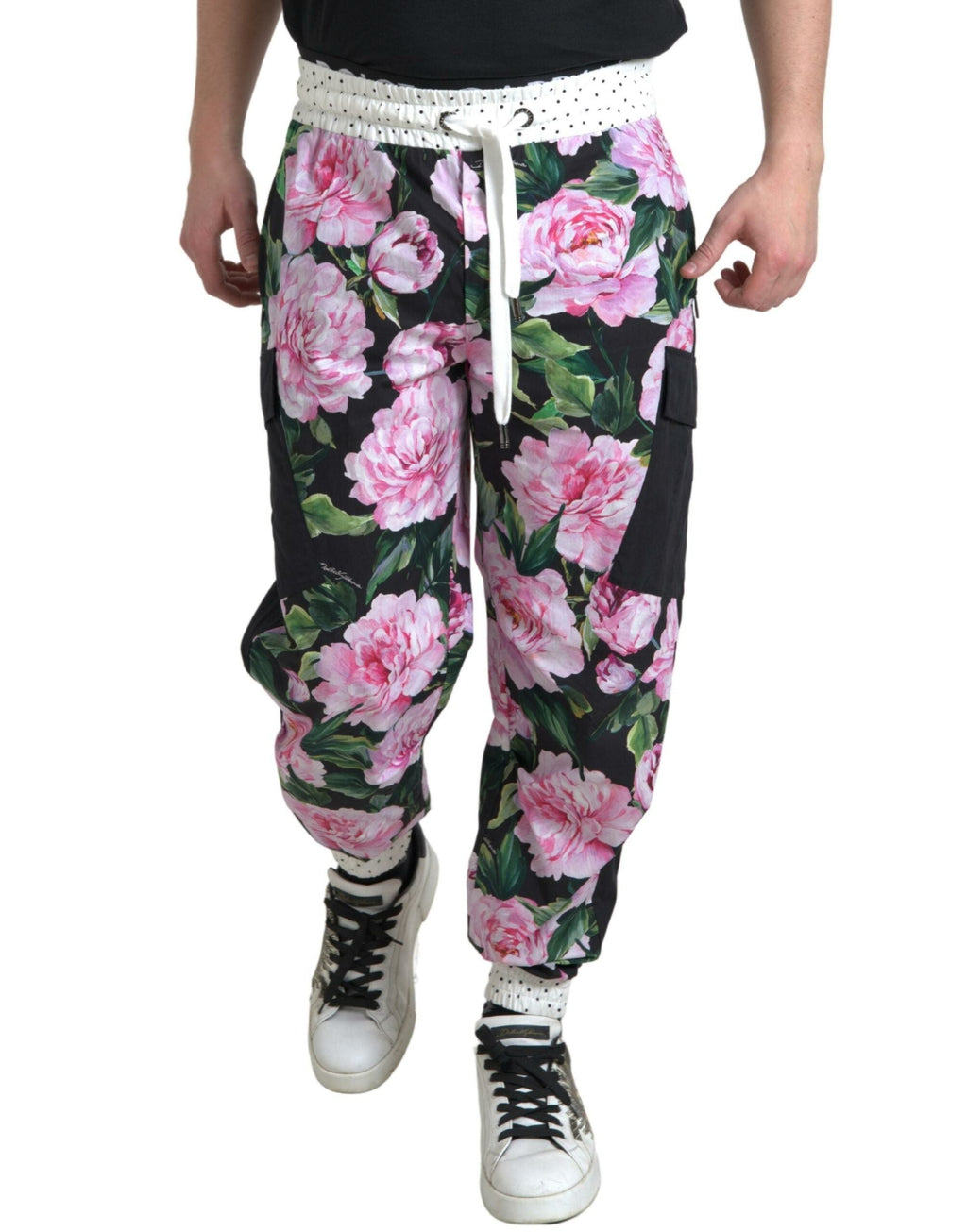 Dolce & Gabbana Multicolor Pfingstrose Jogger Baumwolle Männer Hosen