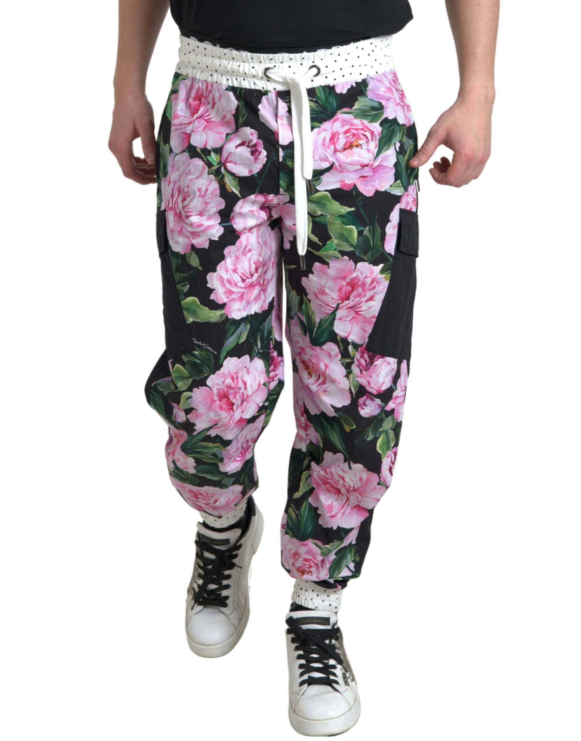 Dolce & Gabbana Multicolor Pfingstrose Jogger Baumwolle Männer Hosen