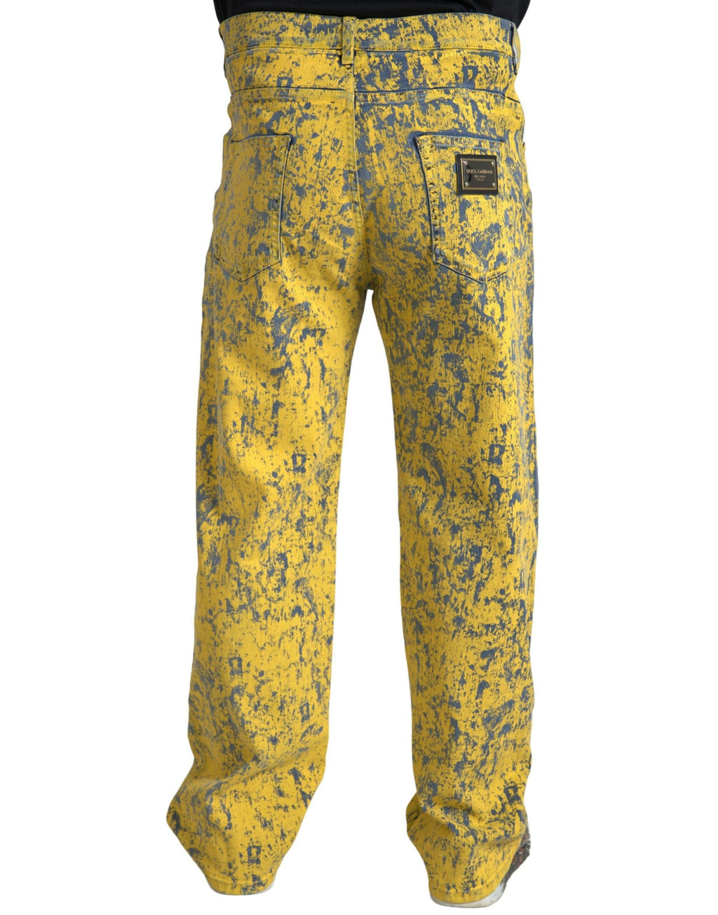 Dolce & Gabbana Gelbe Baumwolle Tie Dye Straight Denim Jeans