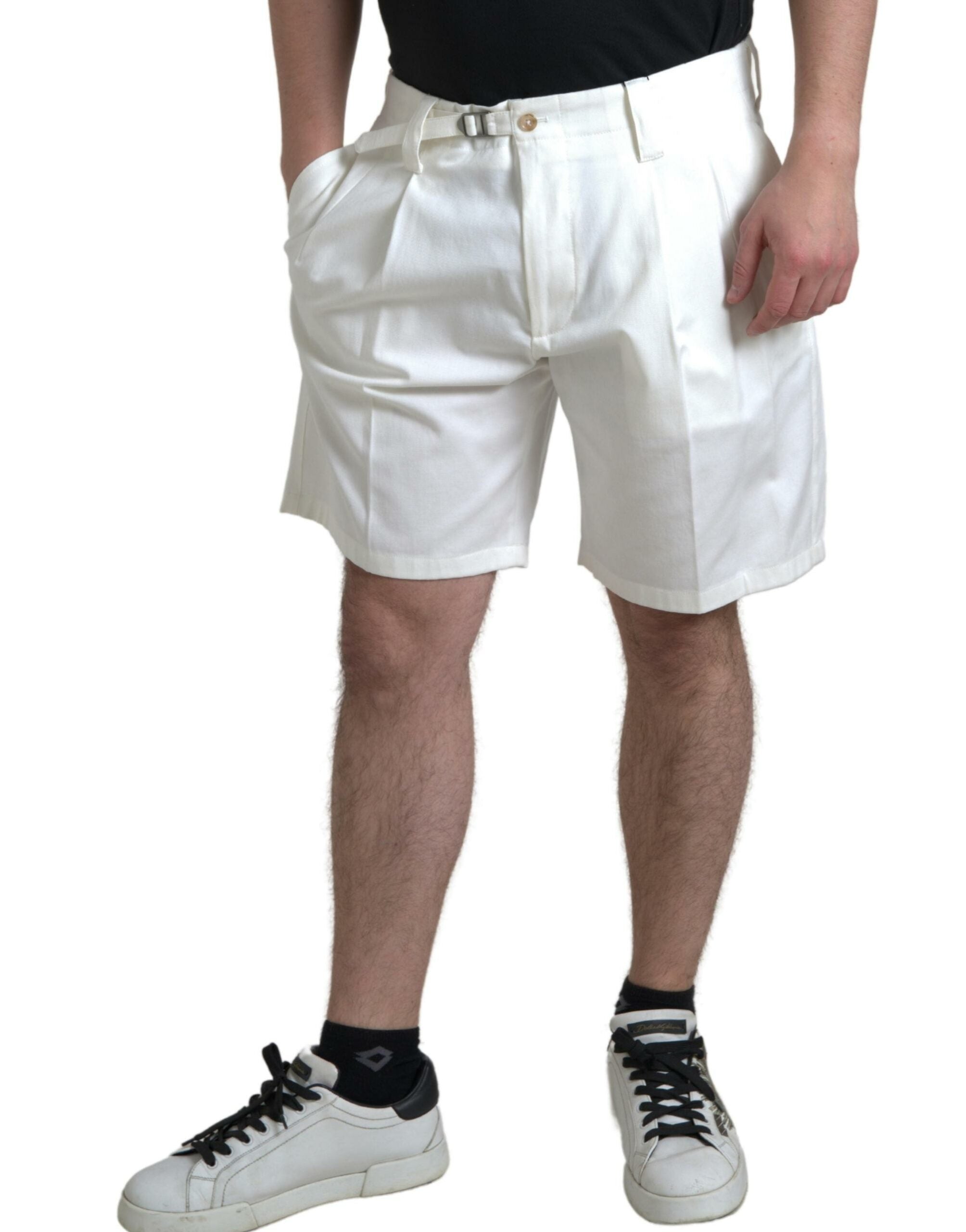 Dolce & Gabbana Weiße Baumwoll-Stretch Herren Bermuda Denim Shorts