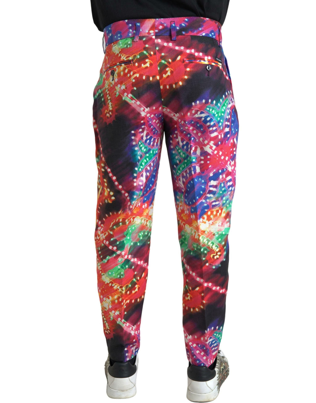 Dolce & Gabbana Multicolor Bedruckte Leinen Herren Hosen Hosen