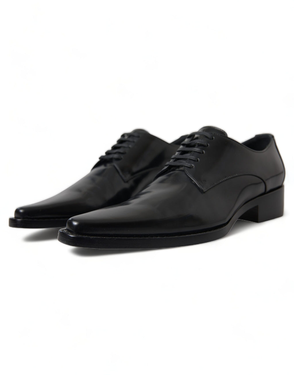 Dolce & Gabbana Schwarze Leder Schnürschuhe Formal Flats Schuhe