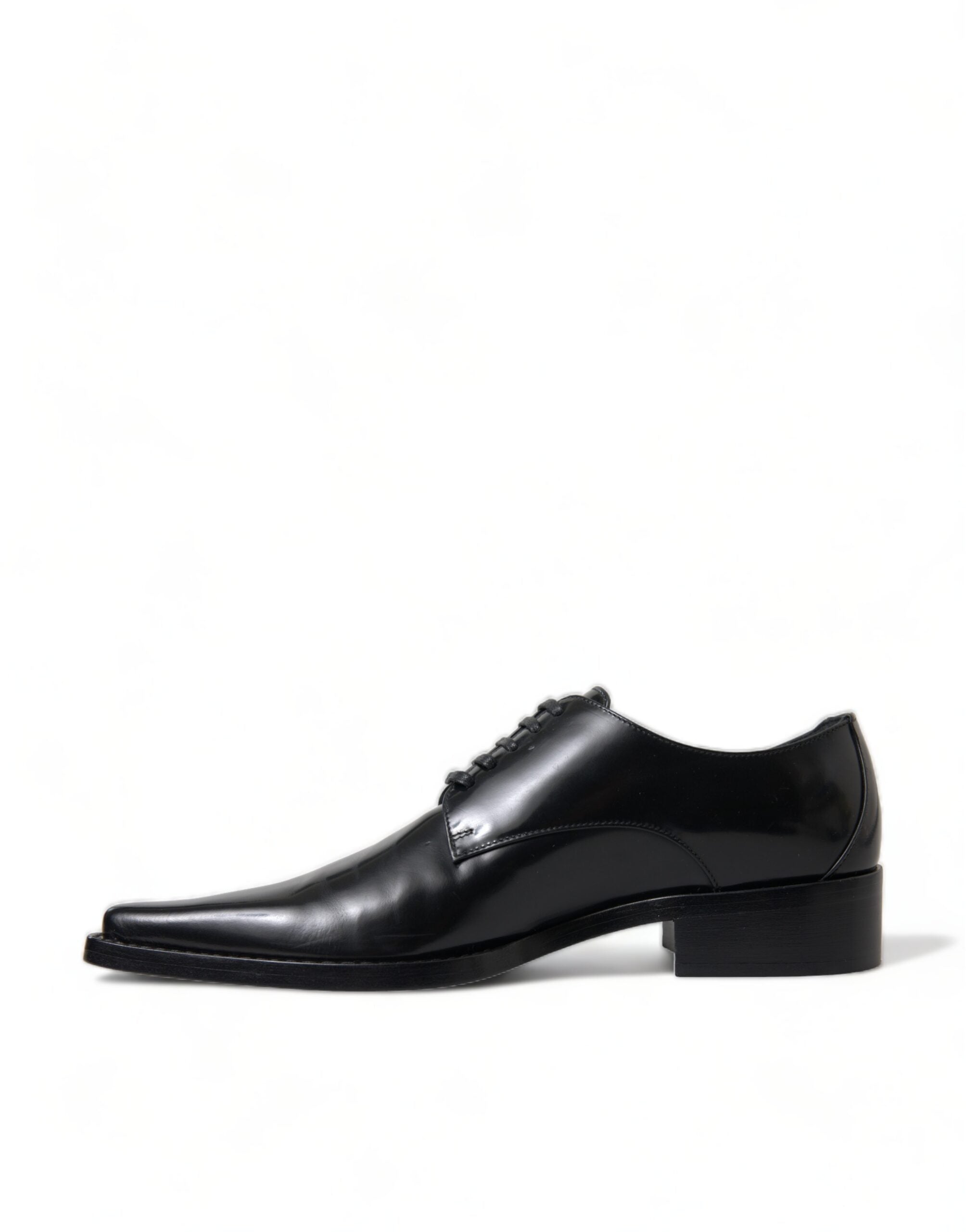 Dolce & Gabbana Schwarze Leder Schnürschuhe Formal Flats Schuhe