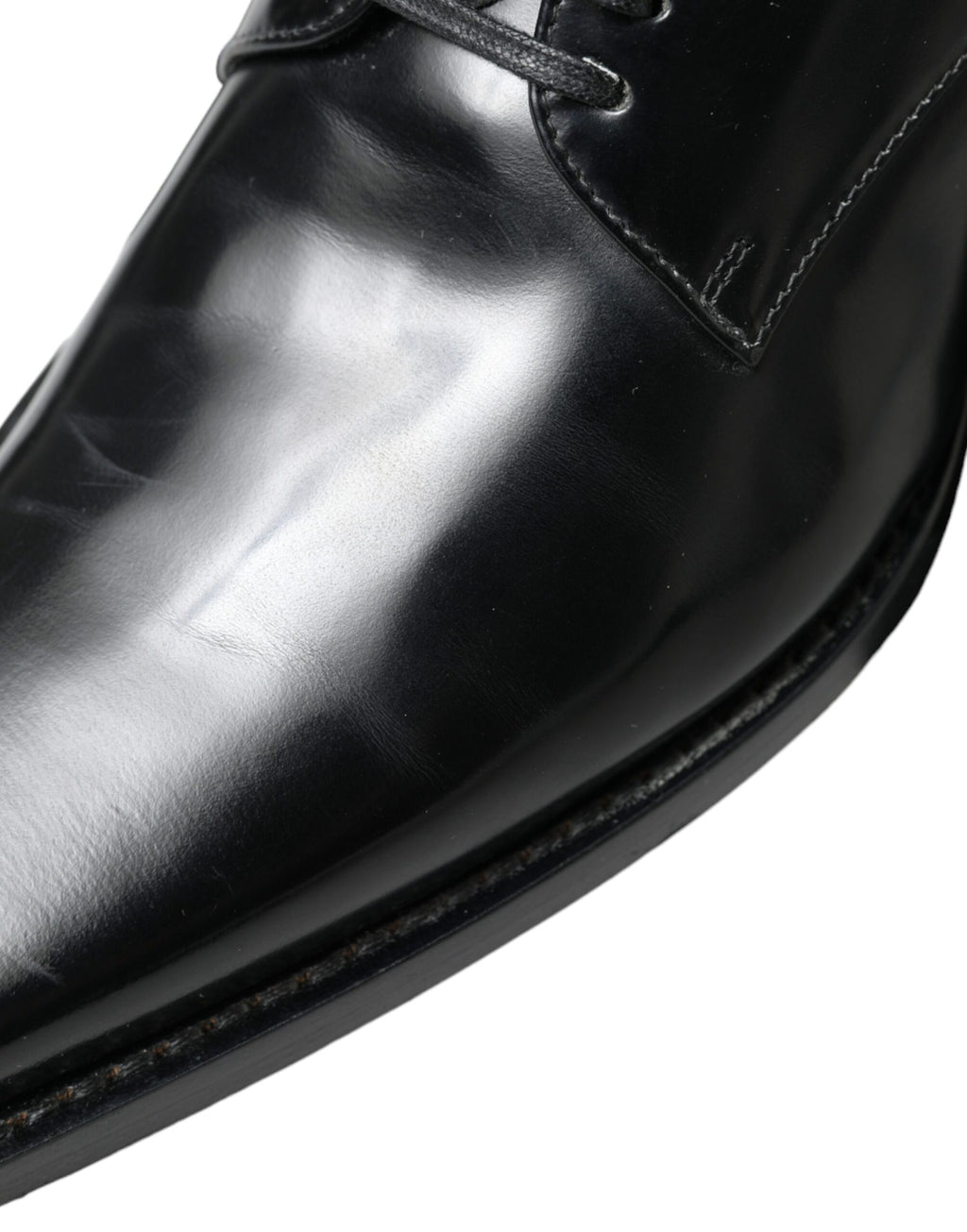 Dolce & Gabbana Schwarze Leder Schnürschuhe Formal Flats Schuhe