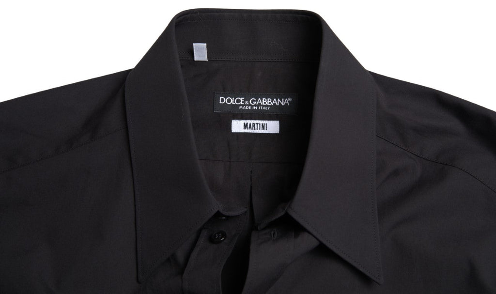 Dolce & Gabbana Schwarzes Baumwollhemd für Männer mit langen Ärmeln MARTINI