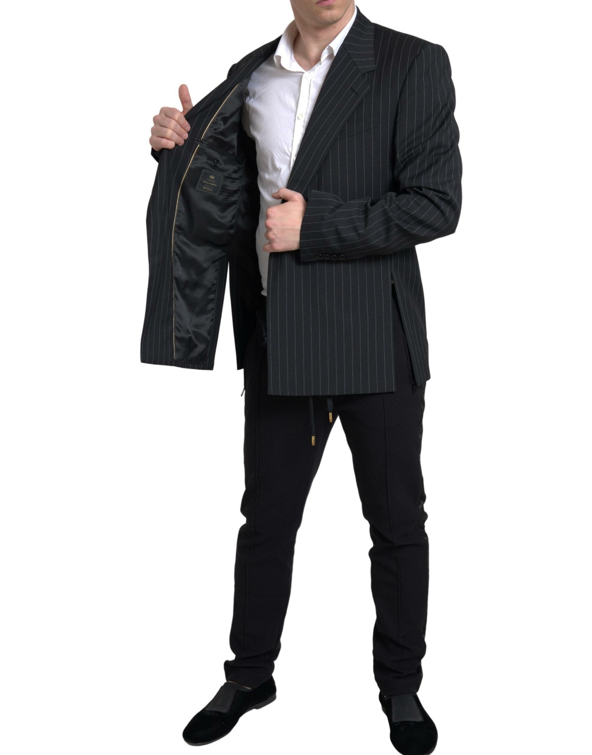 Dolce & Gabbana Schwarz gestreifter einreihiger SICILIA Blazer