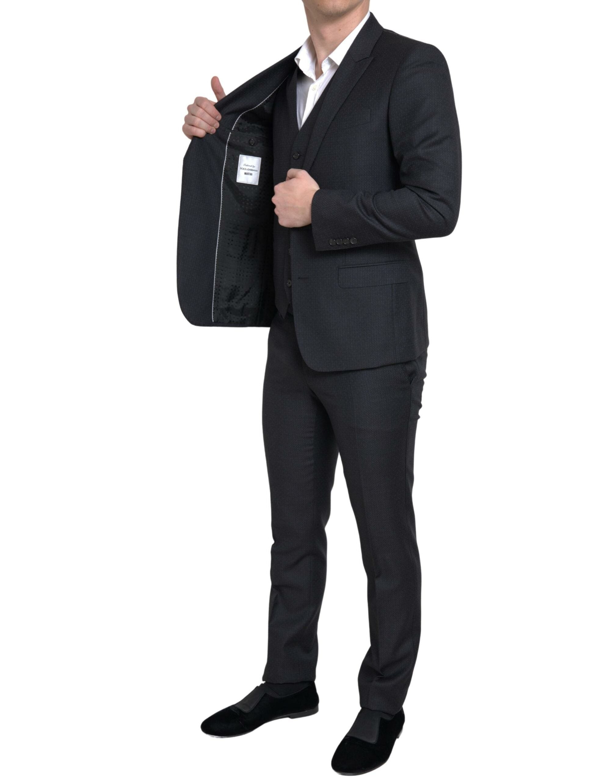 Dolce & Gabbana Schwarzer 3-teiliger einreihiger MARTINI Anzug