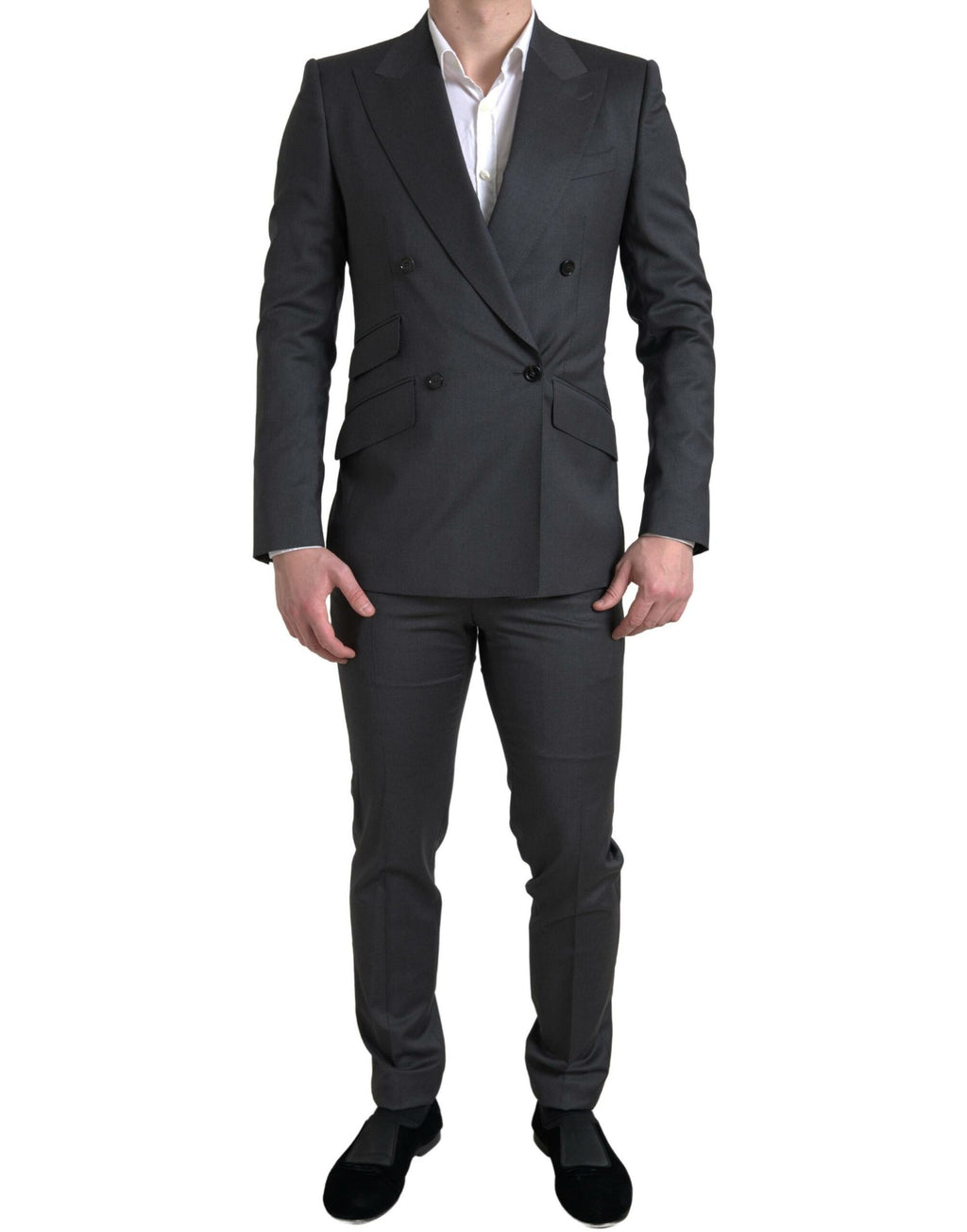 Dolce & Gabbana Grauer 2-teiliger Zweireiher SICILIA Anzug