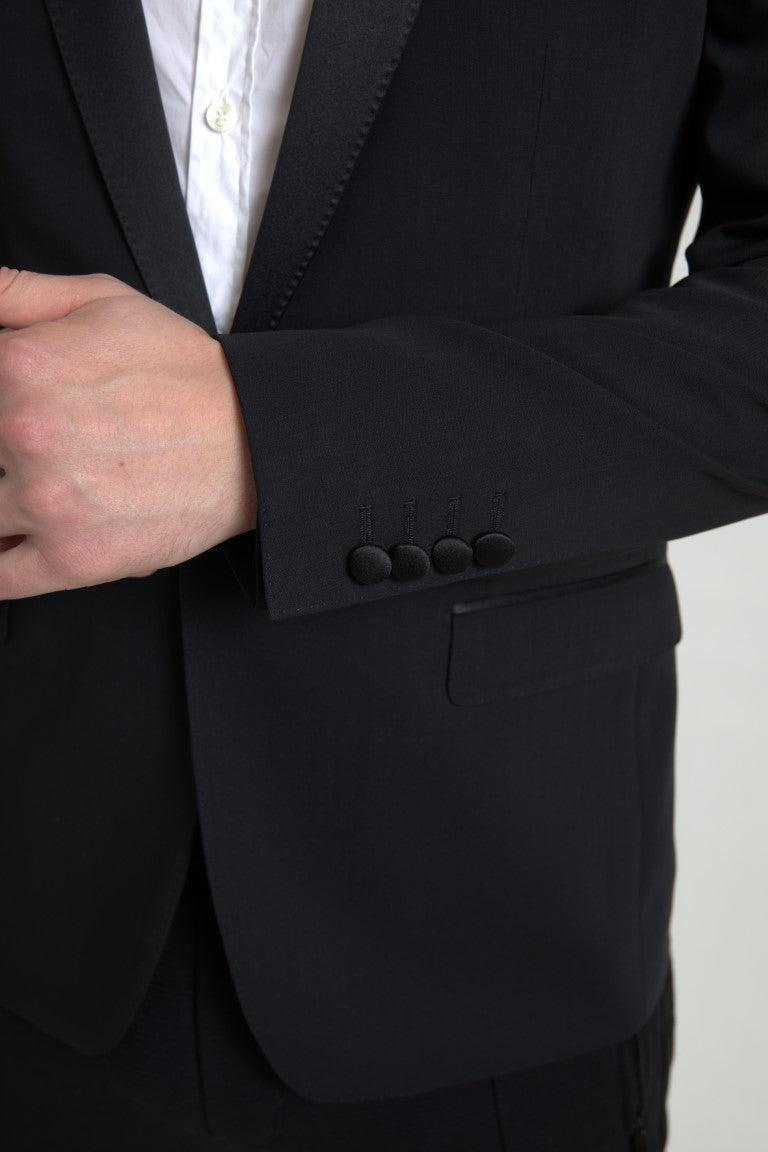 Dolce & Gabbana Schwarzer einreihiger MARTINI Blazer aus Wolle