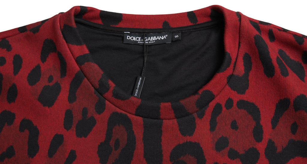 Dolce & Gabbana Rotes Leoparden-Baumwoll-Tank-T-Shirt ohne Ärmel