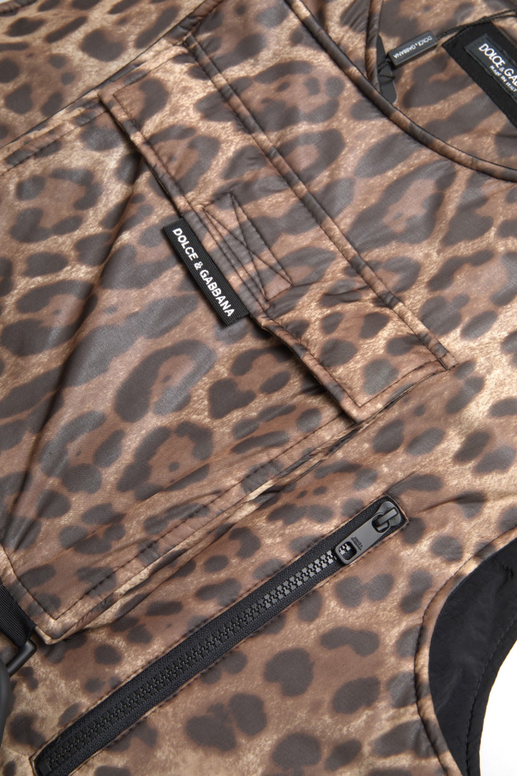 Dolce & Gabbana Brauner Leopard Seide ärmellose Sportbekleidung
