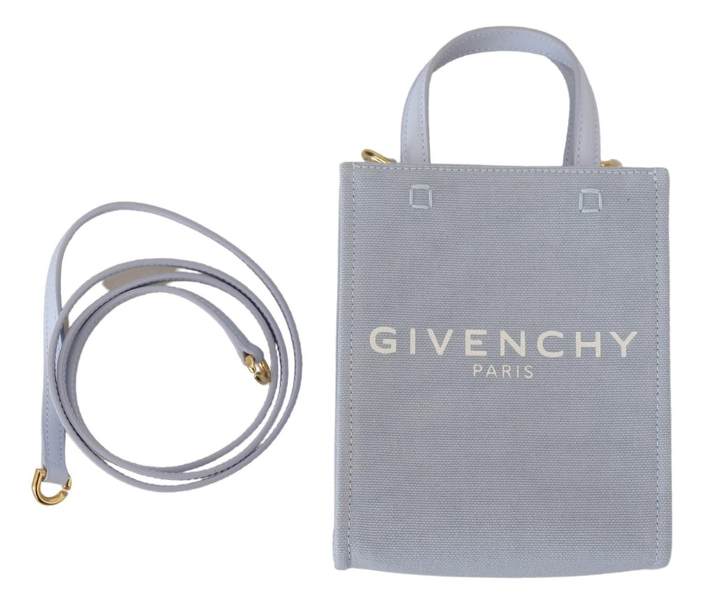 Givenchy Vertikale Wolke Mini-Umhängetasche aus blauem beschichtetem Canvas
