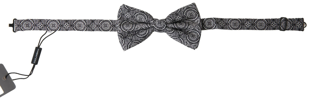 Dolce & Gabbana Schwarz Weiß Muster Einstellbare Hals Papillon Fliege