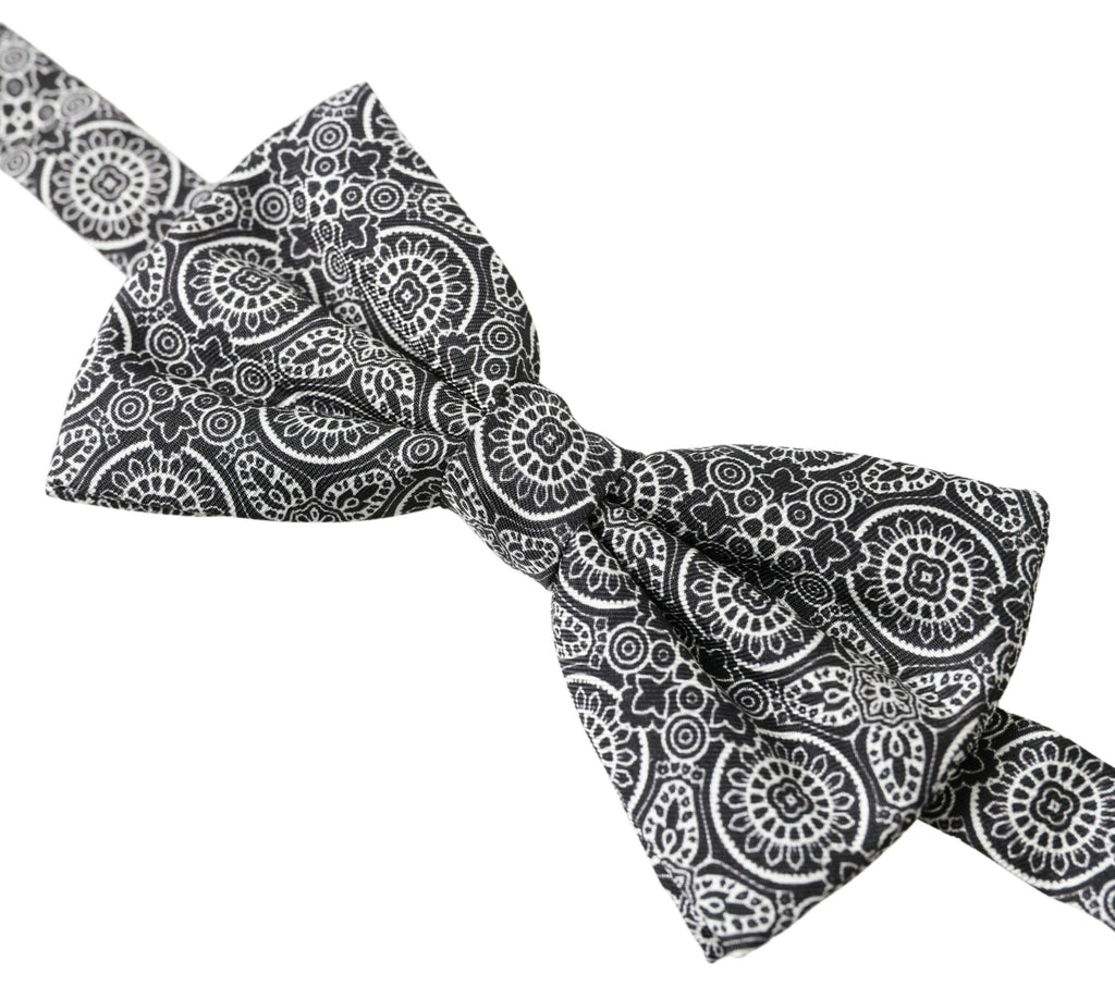 Dolce & Gabbana Schwarz Weiß Muster Einstellbare Hals Papillon Fliege