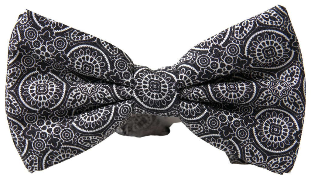 Dolce & Gabbana Schwarz Weiß Muster Einstellbare Hals Papillon Fliege
