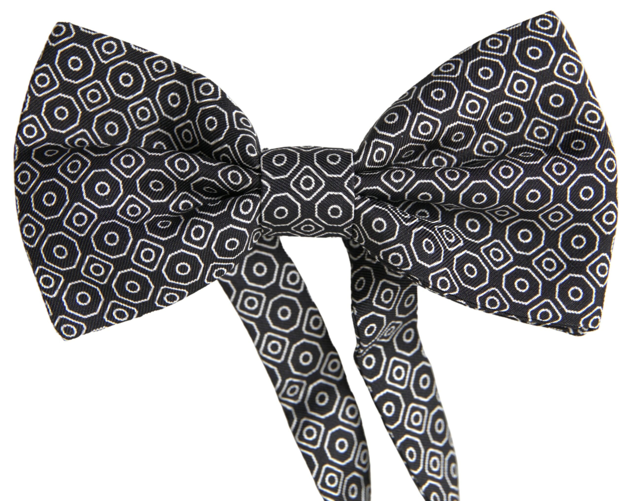 Dolce & Gabbana Schwarz Weiß Muster Einstellbare Hals Papillon Fliege